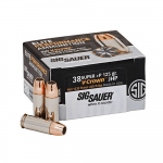 MUNICION SIG SAUER VCROWN, 38 SUPER+P, 125 GR, CAJA X 20, (E38SU1)