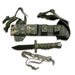 CUCHILLO ONTARIO 1410  ASEK SURVIVAL DE ACERO 12.6CM COLOR NEGRO MANGO DE GOMA CON FUNDA