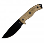 CUCHILLO ONTARIO 8627 RAT-5 DE ACERO COLOR NEGRO 12.7CM MANGO COLOR COYOTE FUNDA DE LONA