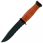 CUCHILLO KA-BAR 2226 MARK I FILO PLANO Y ACERRADO ACERO 1095 CRO-VAN 13.0CM NEGRO MANGO Y FUNDA CUER